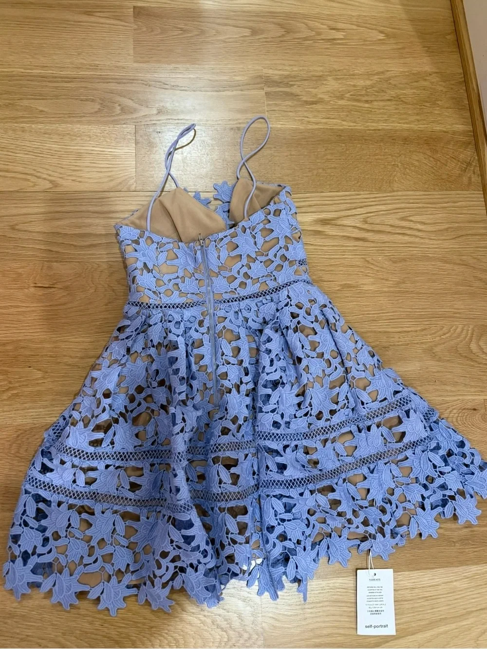 Self-Portrait Lilac Floral Lace Spaghetti-Strap Mini Dress - Picture 4 of 5